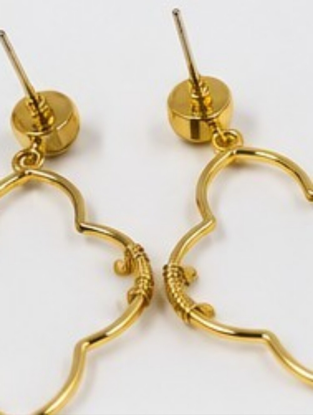 Vintage New Old Stock Gold Tone Beaded Quatrefoil Dangle Earrings Turquoise Hema - Picture 7 of 8